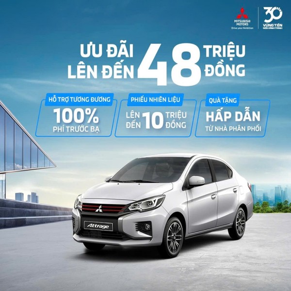 Giá xe Mitsubishi Attrage tháng 10/2024, ưu đãi 100% lệ phí trước bạ